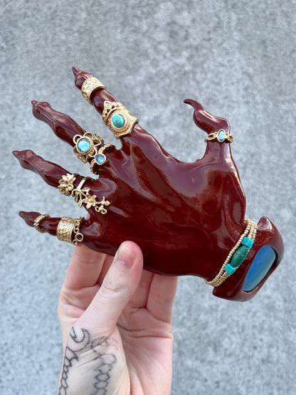 Red monster hand glasses