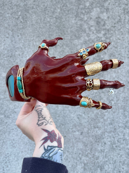 Red monster hand glasses