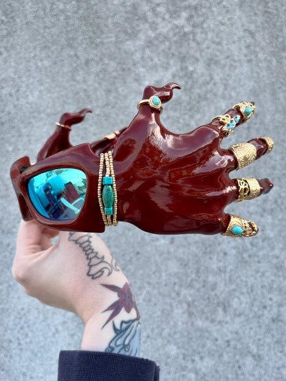 Red monster hand glasses